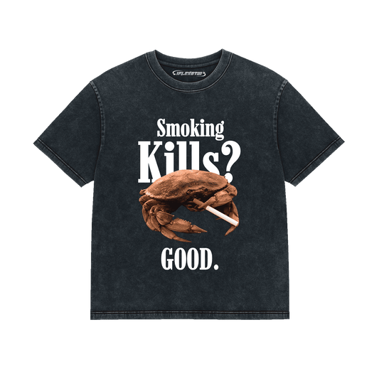 SMOKING KILLS ACID WASH OVERSIZE T-SHIRT